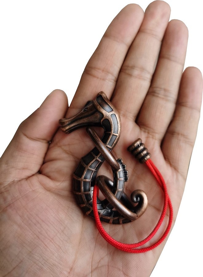 GINFH Cast Metal Brain Teaser Puzzle Metal Puzzle Brainteaser Exploration and Thinking Toy Intellectual Teaching (Seahorse & Rope) - Image 3